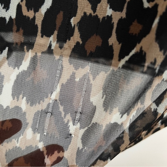 Express Leopard Print Ruched Scoop Neck Cap Sleeve Top Y2K-Women’s Size Small - Picture 4 of 9